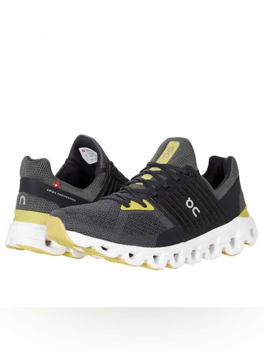 On Running Men's Cloud Sneakers in Charcoal Gray and Yellow